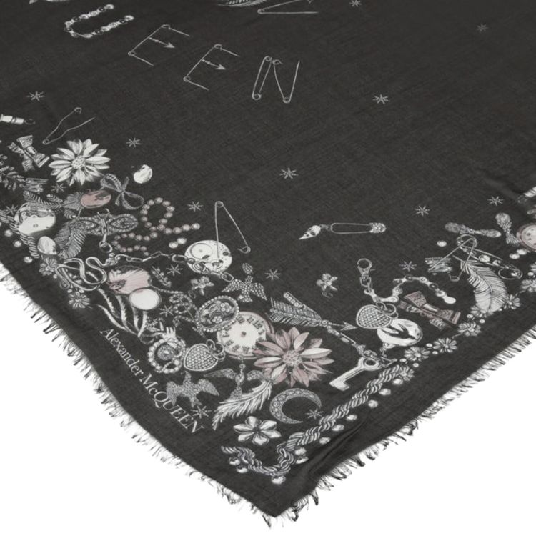 Alexander McQueen Jewelled Skull Scarf Black