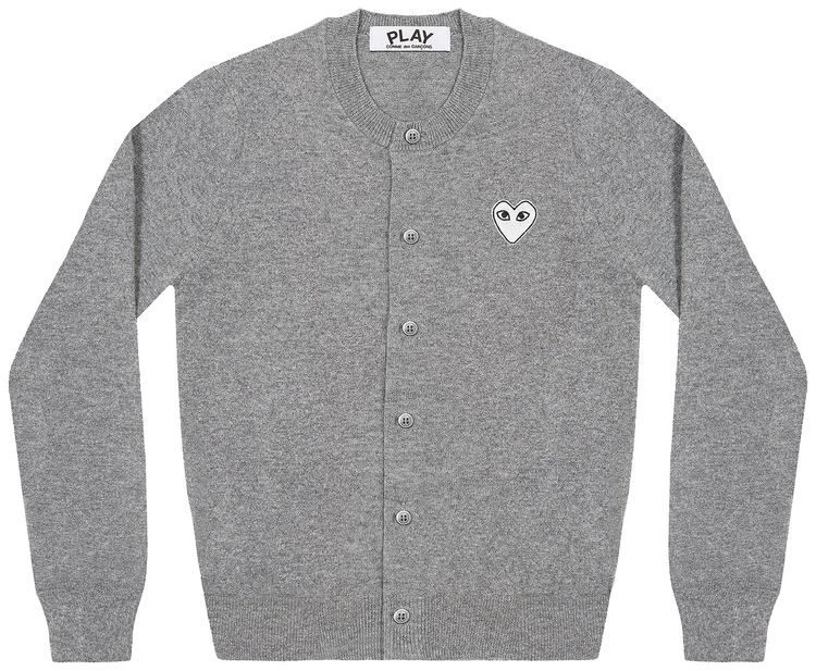 Comme des Garcons PLAY Heart Cardigan Light Grey