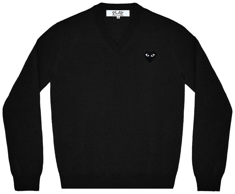 Comme des Garcons PLAY Heart V Neck Pullover Black