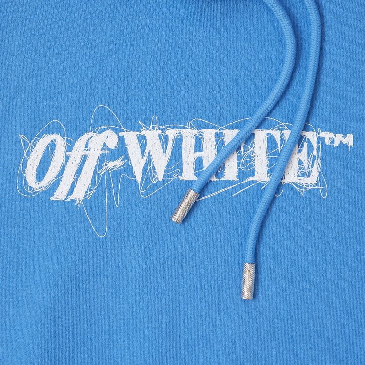 Off White Pen Logo Crop Hoodie Bluewhite