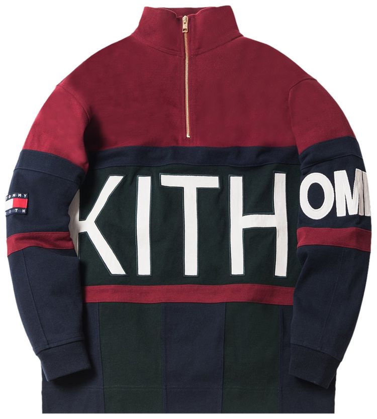 Kith x Tommy Hilfiger Colorblock Logo 14 Zip BurgundyForest