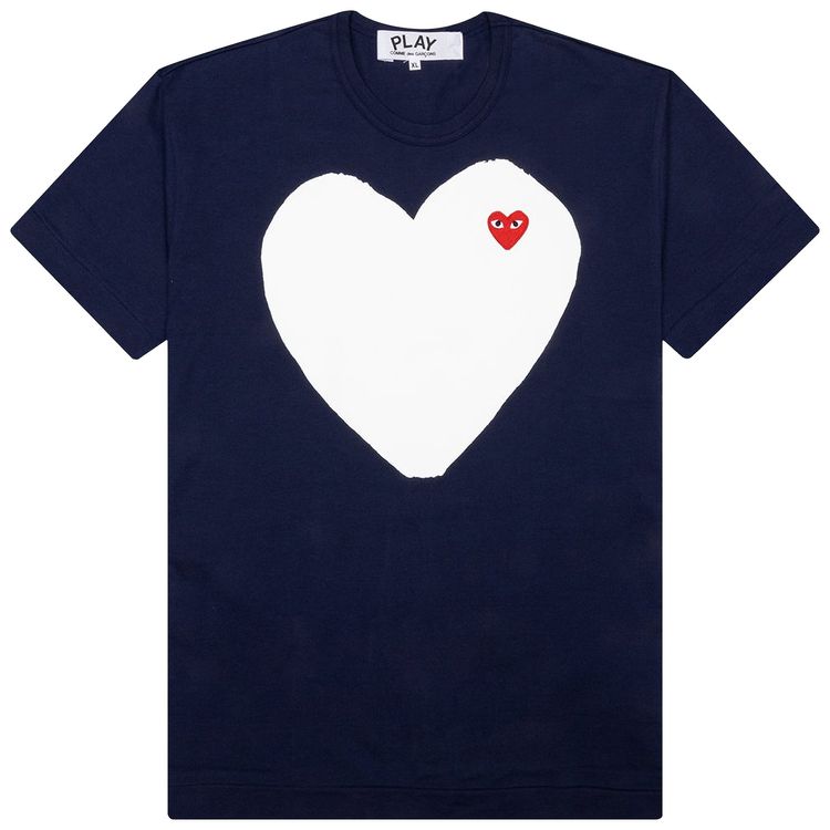 Comme des Garcons PLAY White Heart T Shirt Navy