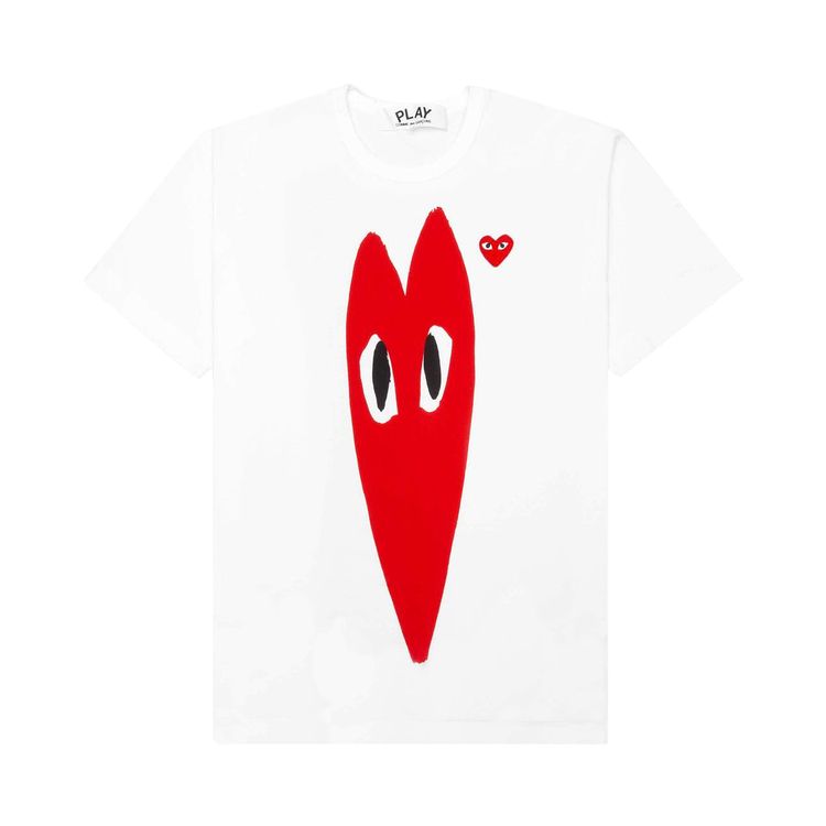 Comme des Garcons PLAY Red Emblem Long Heart T Shirt White