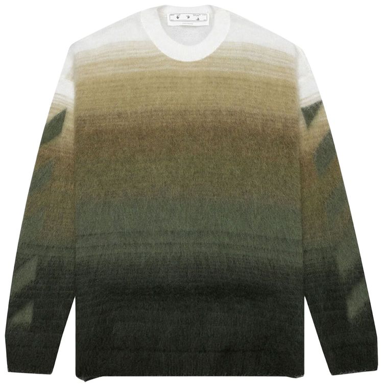 Off White Diag Brushed Knit Crewneck GreenGreen