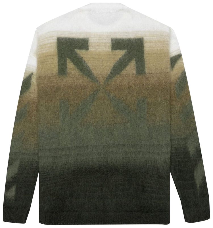 Off White Diag Brushed Knit Crewneck GreenGreen