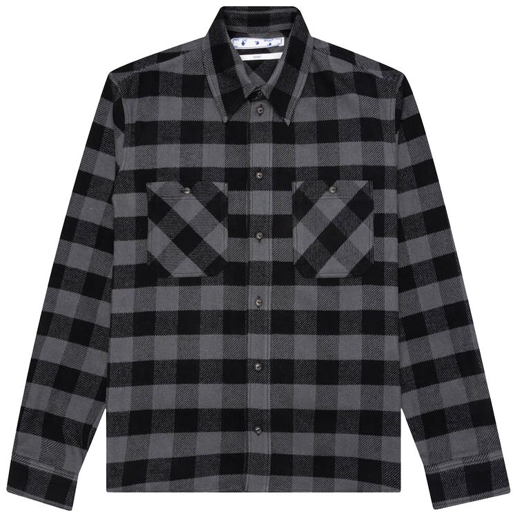 Off White Arrow Flannel Shirt Light GreyWhite