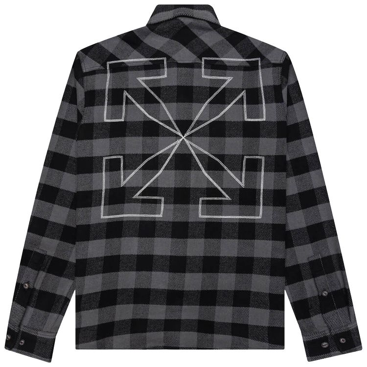 Off White Arrow Flannel Shirt Light GreyWhite