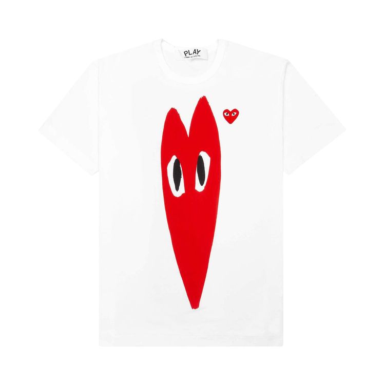 Comme des Garcons PLAY Red Emblem Long Heart T Shirt White