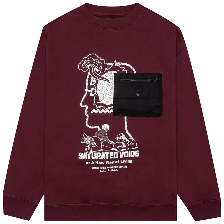 Brain Dead Saturated Voids Crewneck Vintage Wash Burgundy