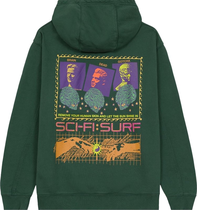 Brain Dead x Gotcha Sci Fi Surf Long Sleeve Hooded Sweatshirt Green