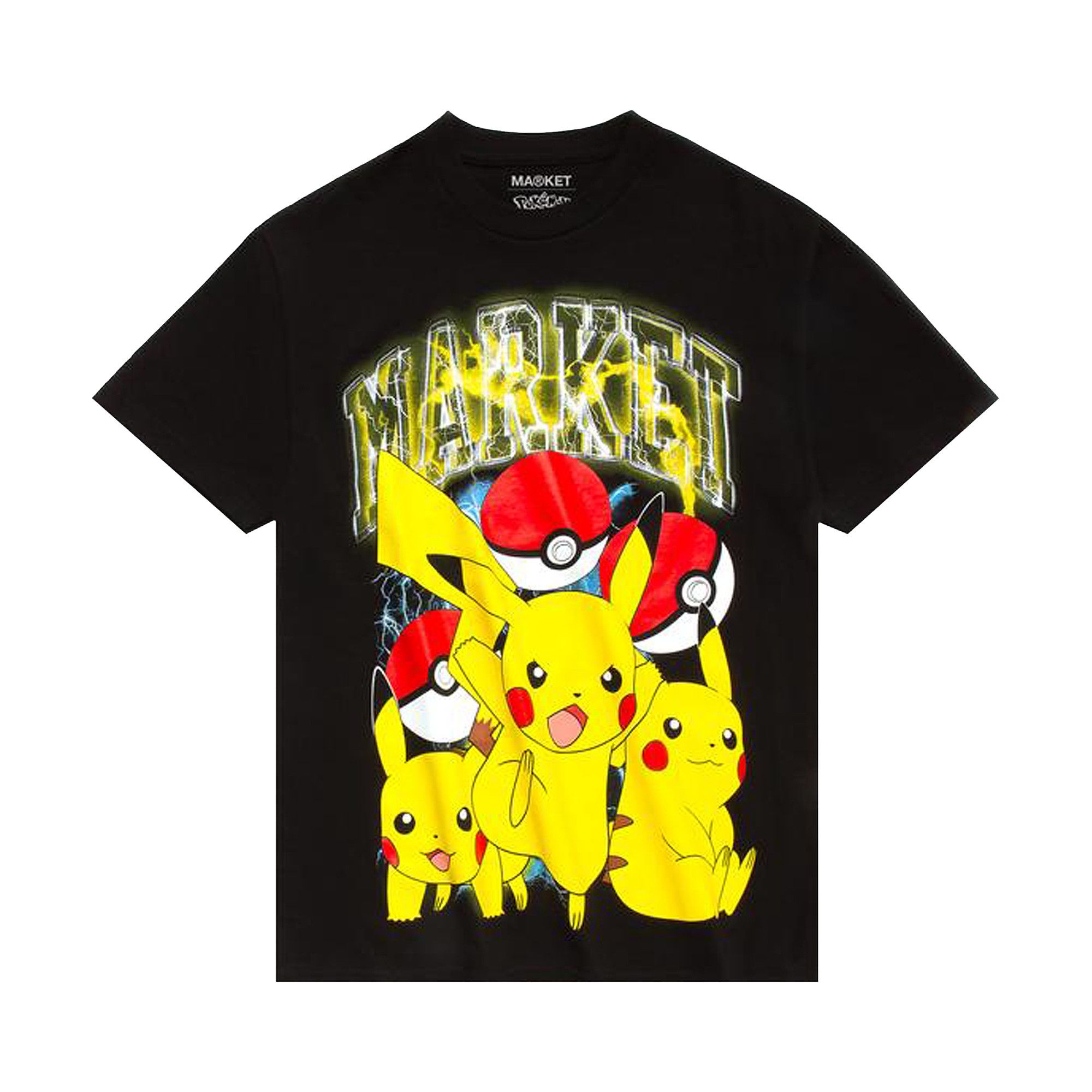 Size m Market x Pokémon Pikachu Electric Shock T-Shirt 'Black'