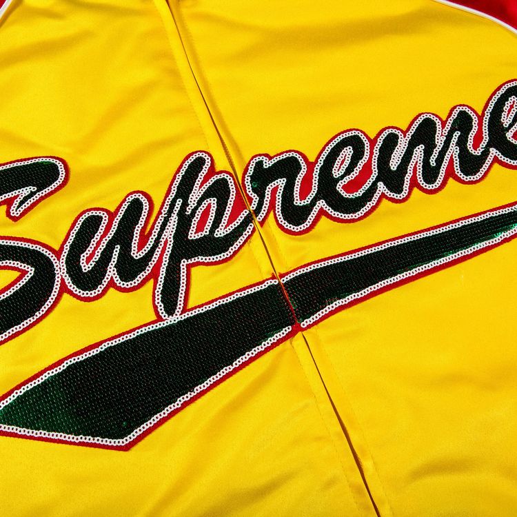 Supreme x Mitchell  Ness Sequin Logo Varsity Jacket Gold