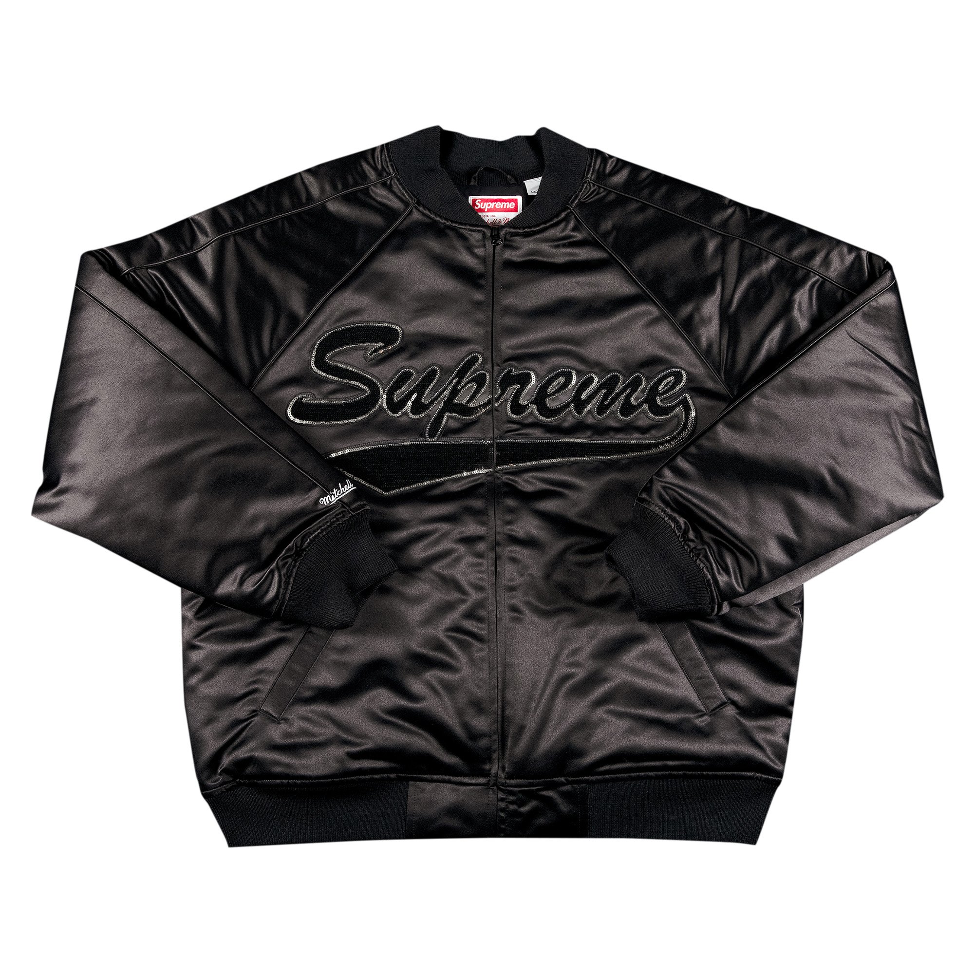 Supreme x Mitchell & Ness Sequin Logo Varsity Jacket 'Black'