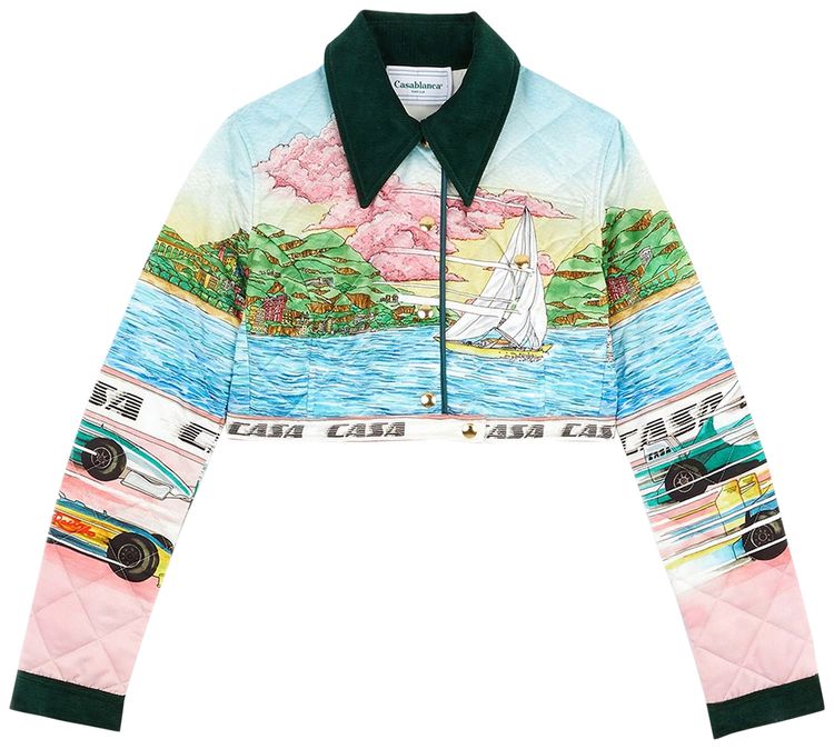 Casablanca Printed 70s Denim Jacket Voyage Dans Les Nuages