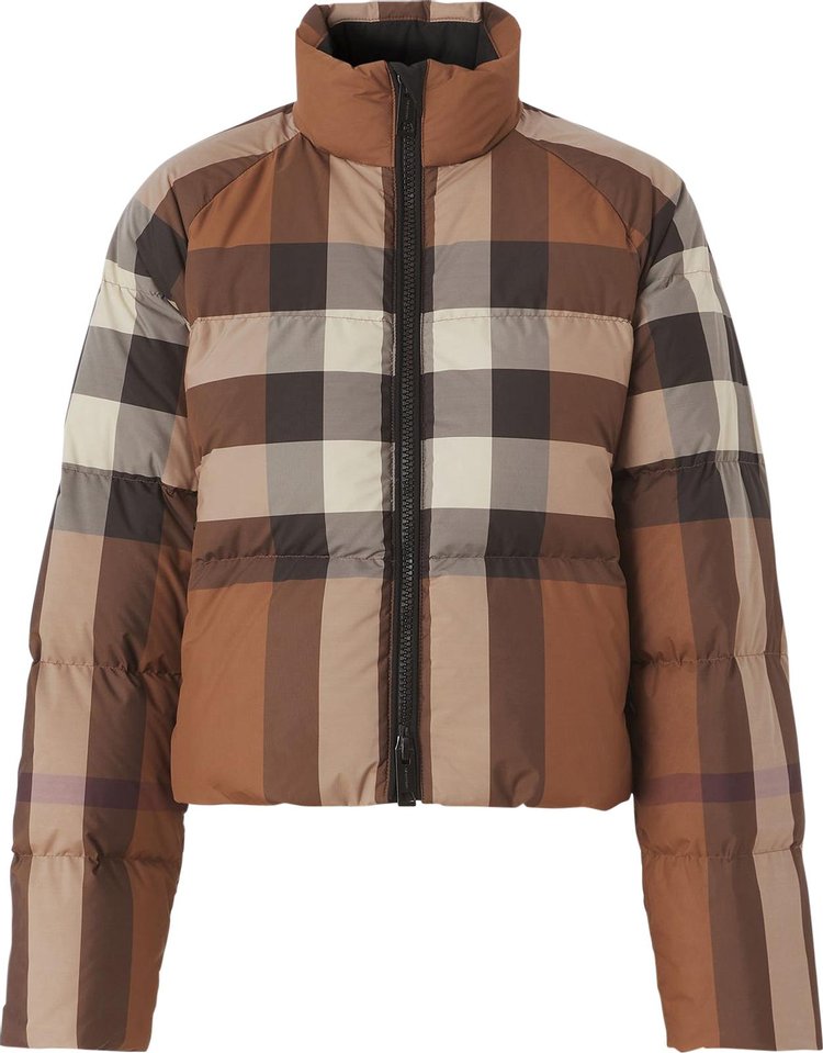 Buy Burberry Check Cropped Puffer Jacket 'Dark Birch Brown' - 8046385 ...