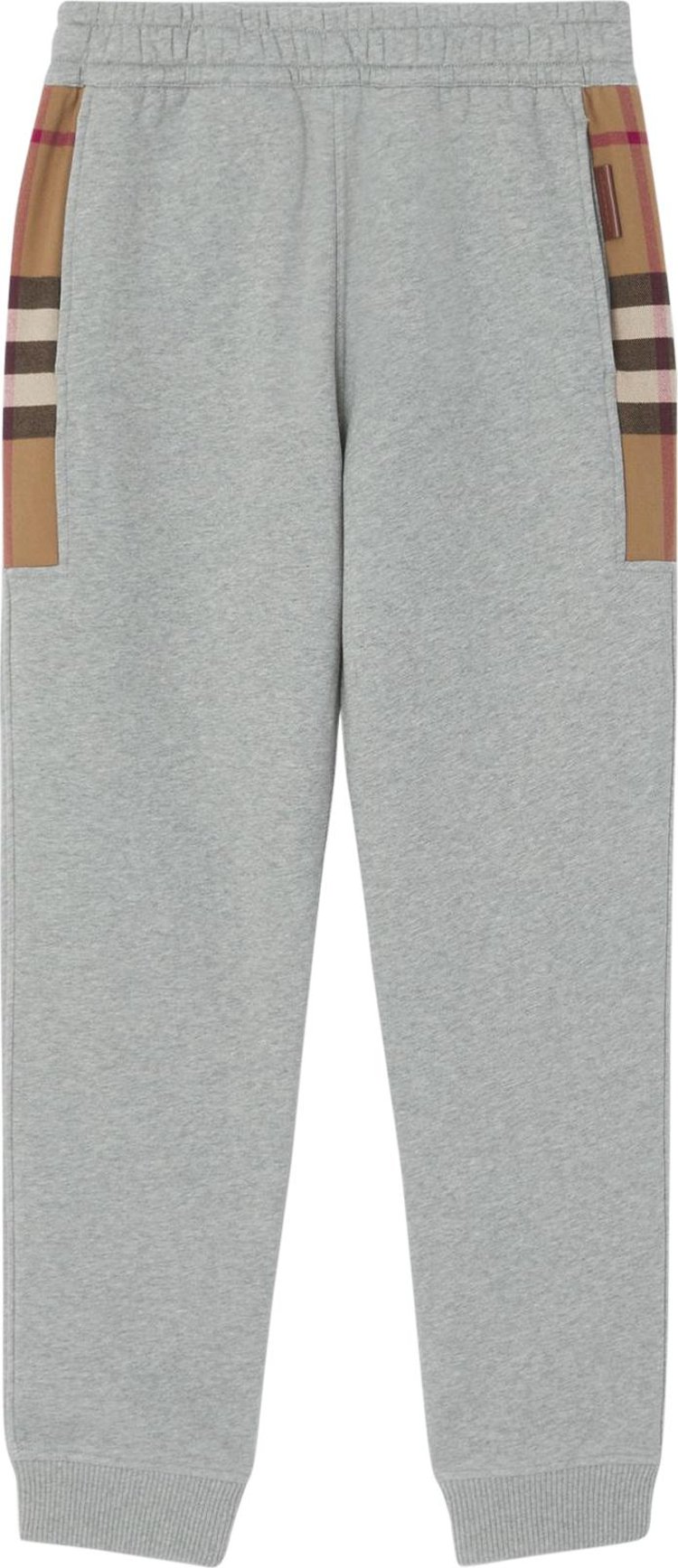 Burberry Jogger With Check Side Panels 'Pale Grey Melange' | GOAT