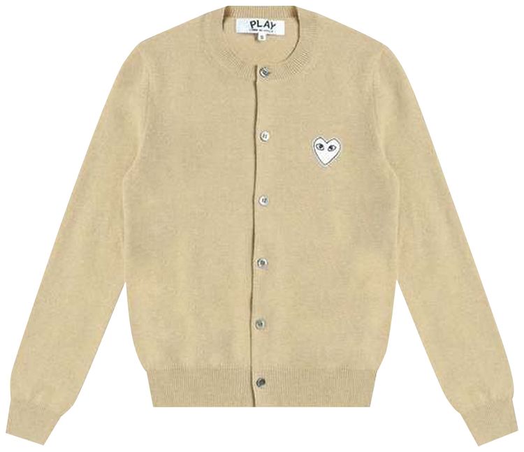 Comme des Garcons PLAY Heart Patch Cardigan Beige