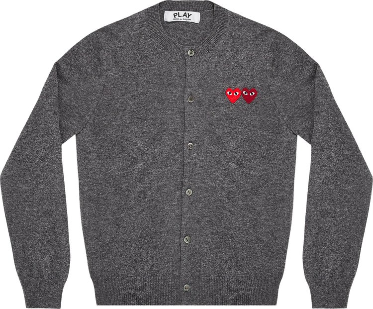 Comme des Garçons PLAY Wool Layered Double Heart Cardigan 'Grey'