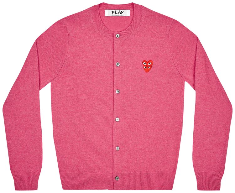 Comme des Garcons PLAY Wool Layered Double Heart Cardigan Pink