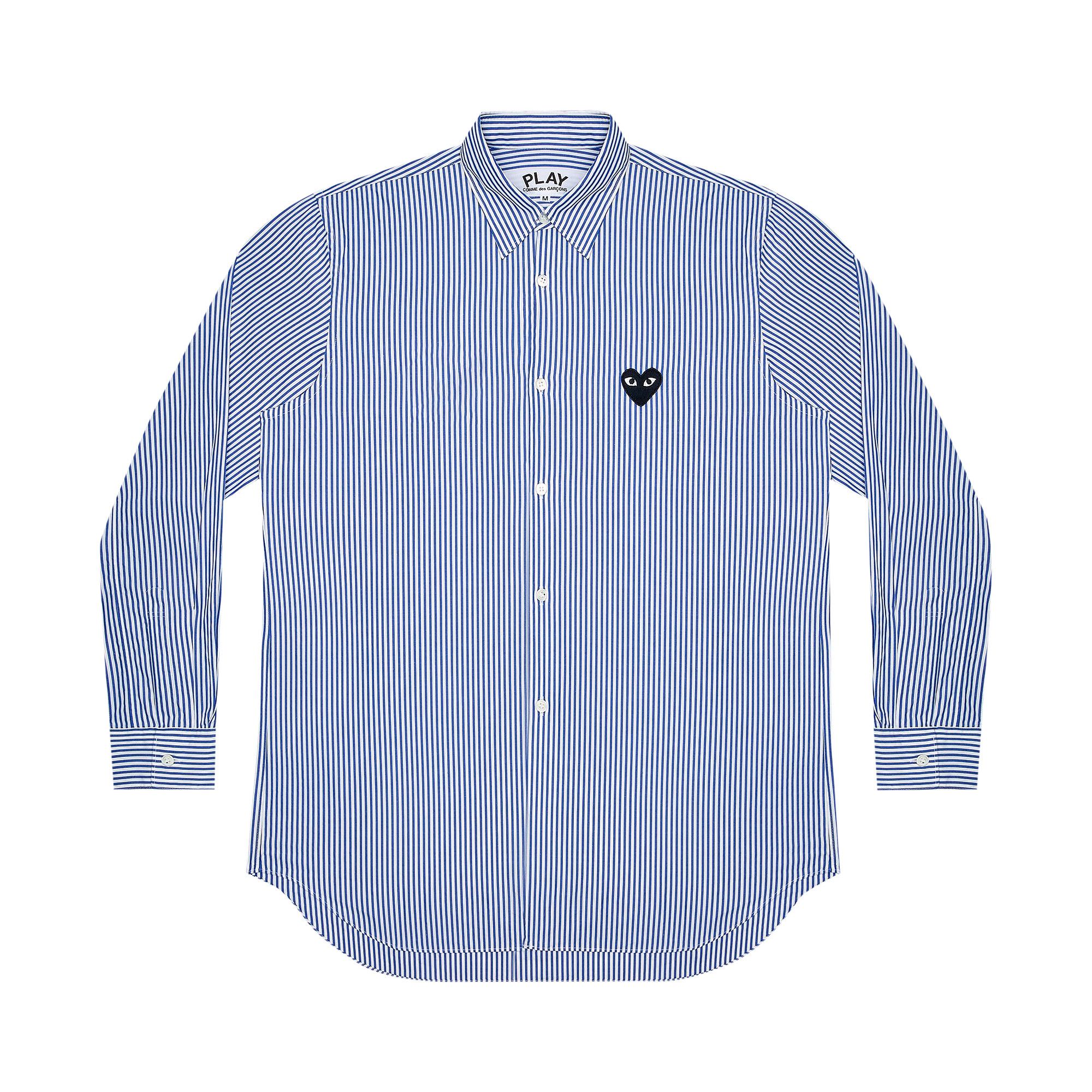 Buy Comme des Garçons PLAY Striped Heart Patch Shirt 'Blue' - AZ