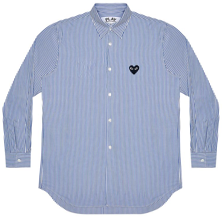 Comme des Garcons PLAY Striped Heart Patch Shirt Blue