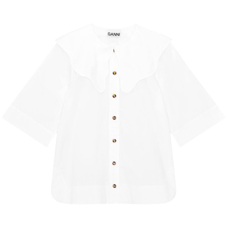 GANNI Cotton Poplin Shirt Bright White