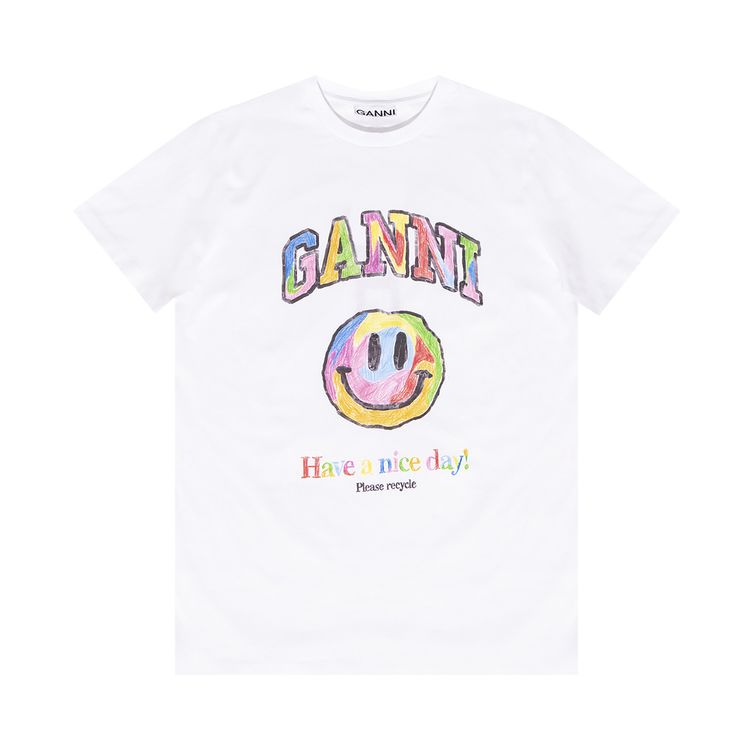 GANNI Cotton Jersey T Shirt Bright White