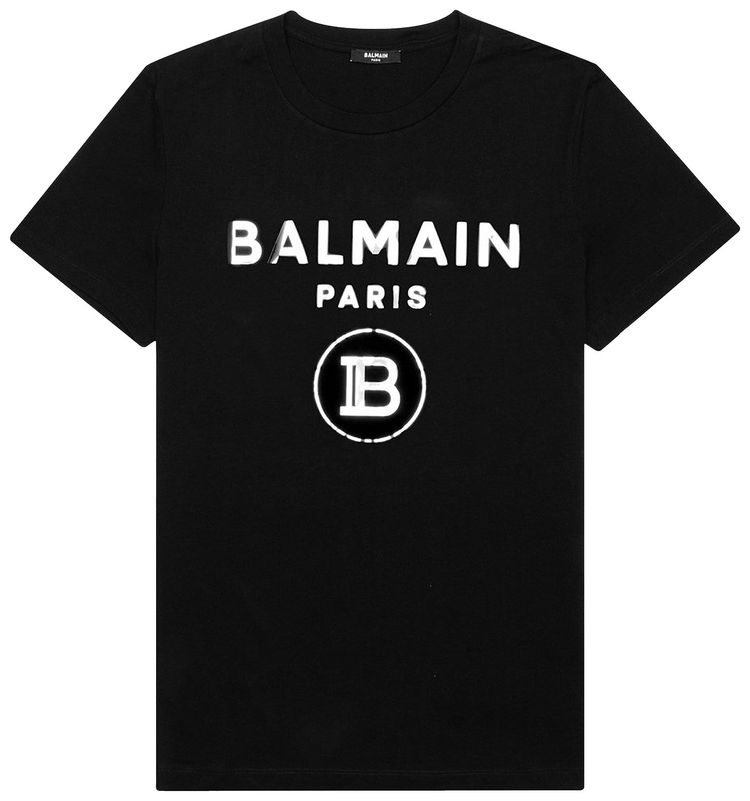 Balmain Silver Foil T Shirt Black