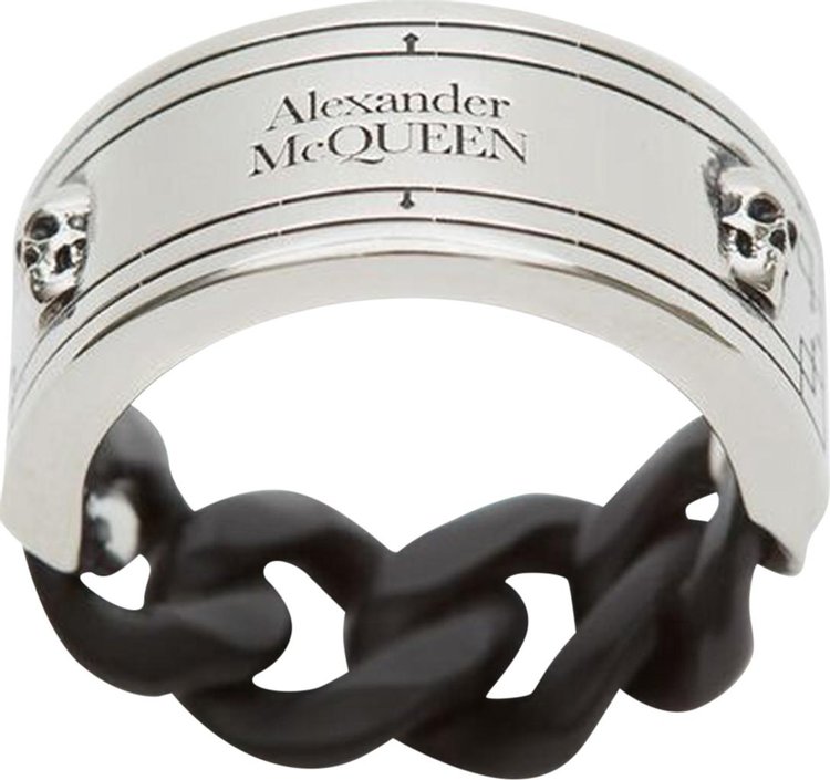 Alexander McQueen Identity Chain Ring 'Black/Silver'