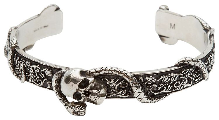 Alexander McQueen Skull and Snake Bracelet Antique Silver