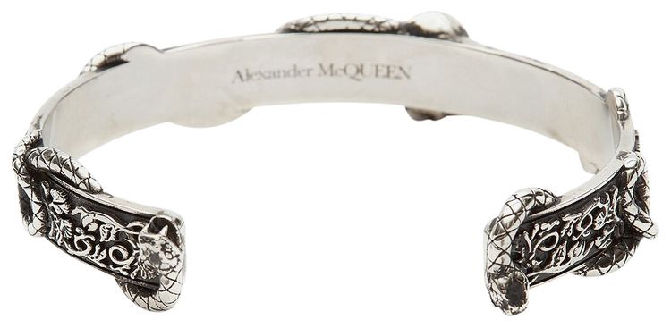 Alexander McQueen Skull and Snake Bracelet Antique Silver