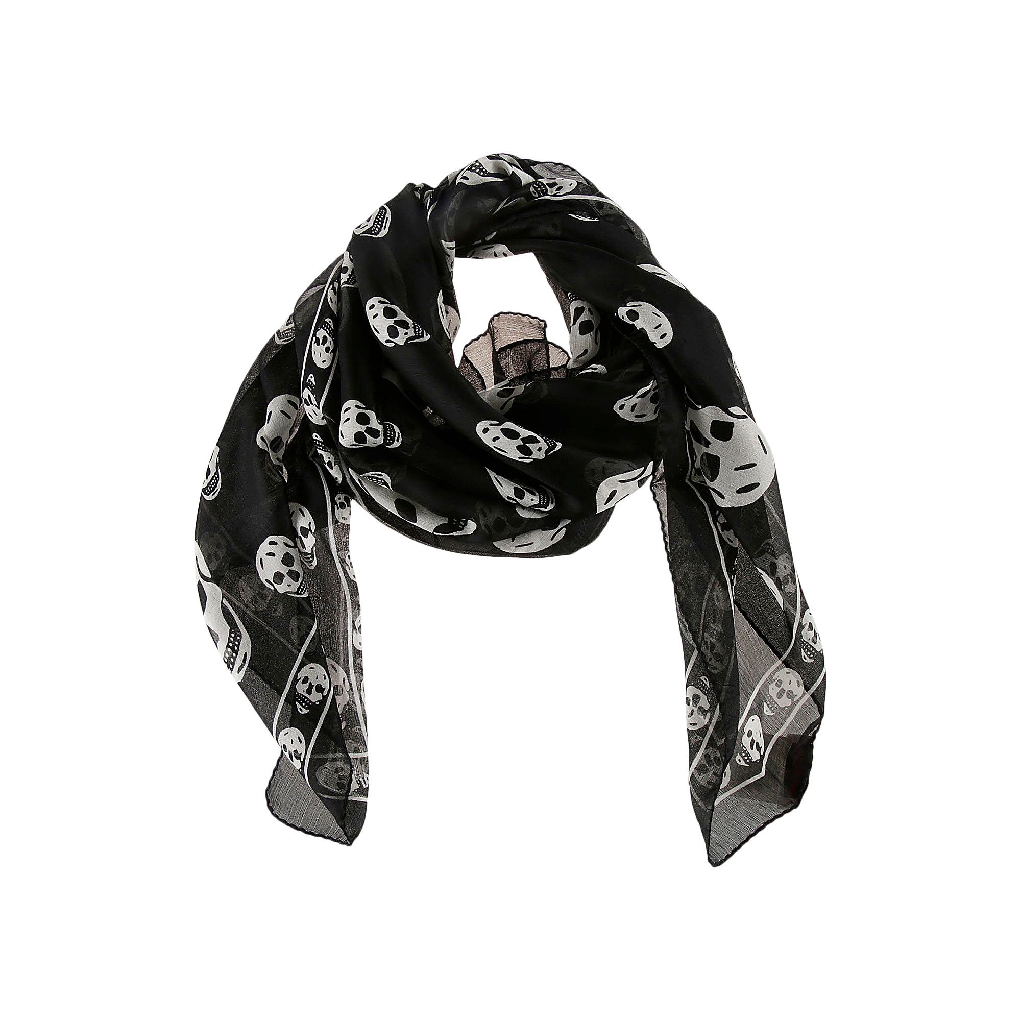 Alexander McQueen Skull Silk Scarf 'Black/White'