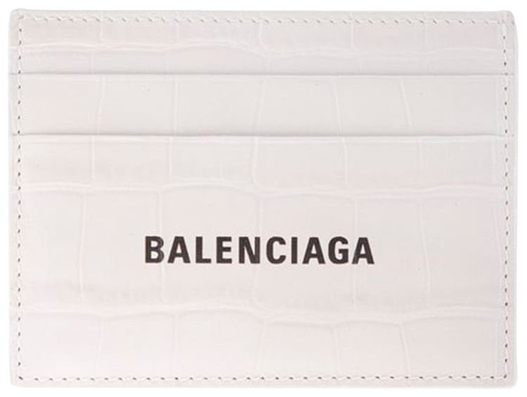 Balenciaga Cash Card Holder Croco Embossed White