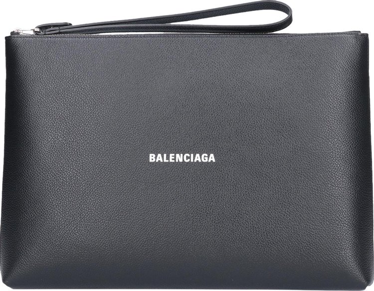 Balenciaga Clutch Bag In Hammered Leather With Logo 'Black'