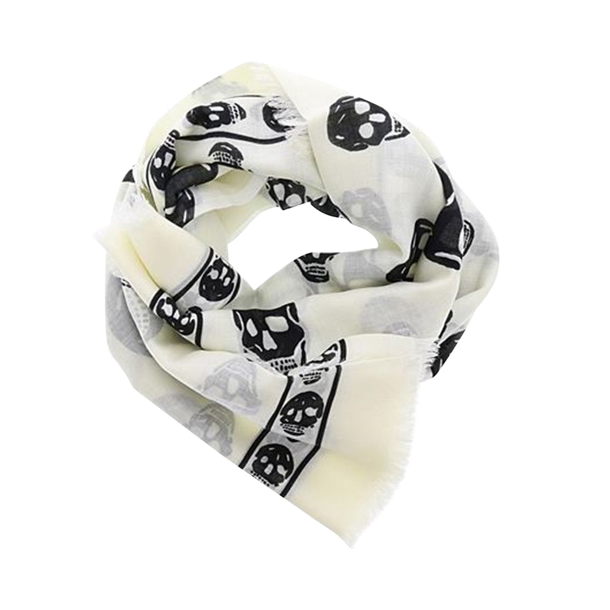 Buy Alexander McQueen Skull Silk Blend Scarf 'White/Black