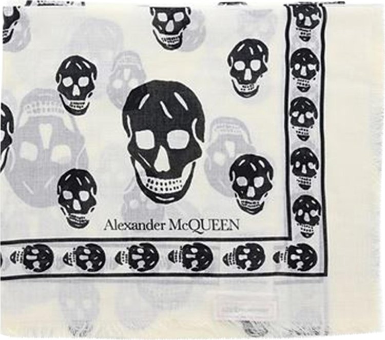 Alexander McQueen Skull Silk Blend Scarf 'White/Black'