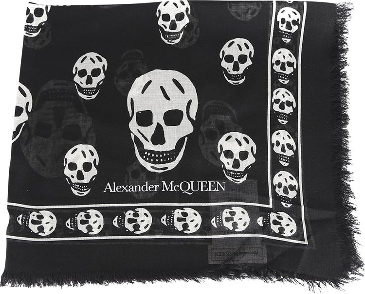 Alexander McQueen Skull Silk Blend Scarf 'Black/White'