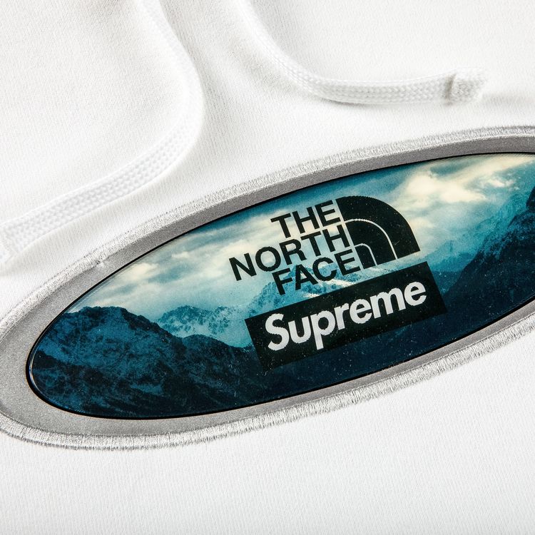 Supreme x The North Face Lenticular Mountains Hooded Sweatshirt White