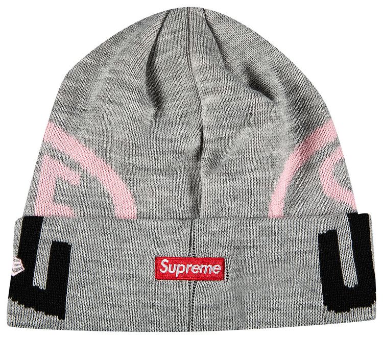 Supreme New Era 2 Tone Logo Beanie Heather Grey