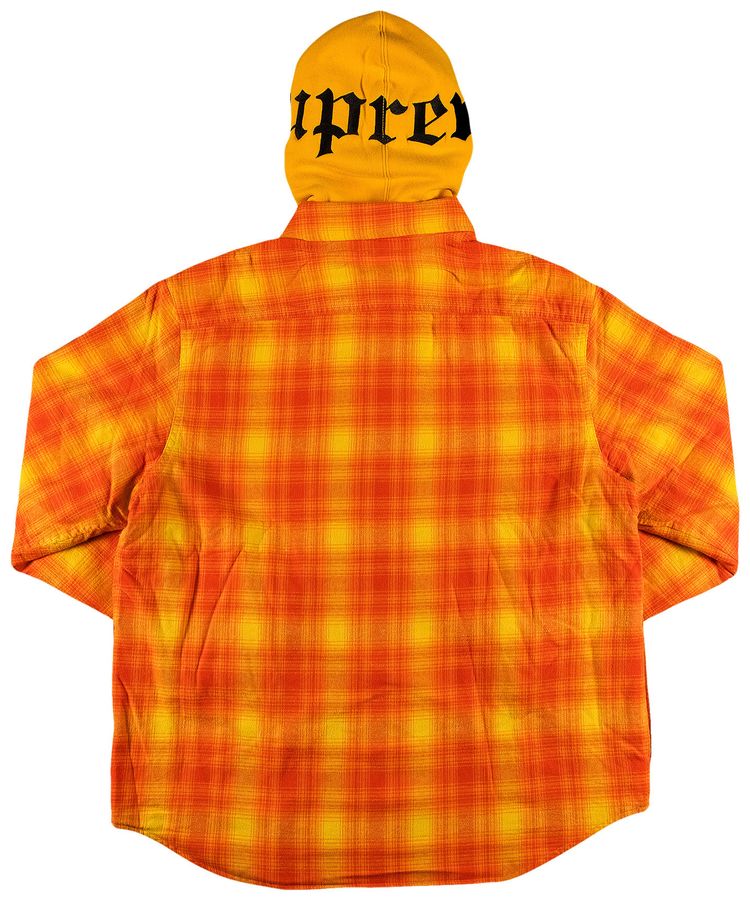 Supreme Hooded Flannel Zip Up Shirt Orange