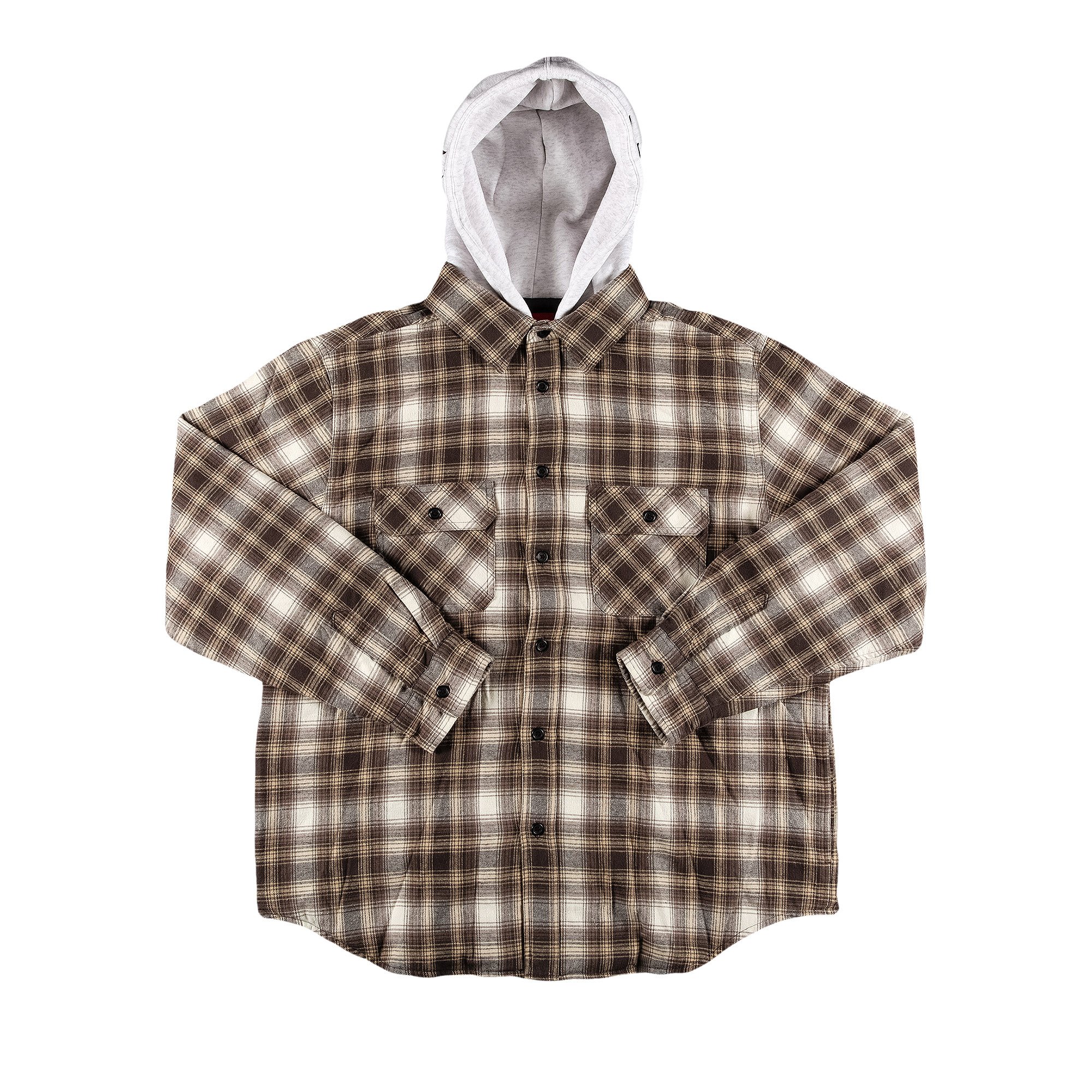 Supreme Hooded Flannel Zip Up Shirt 'Brown'