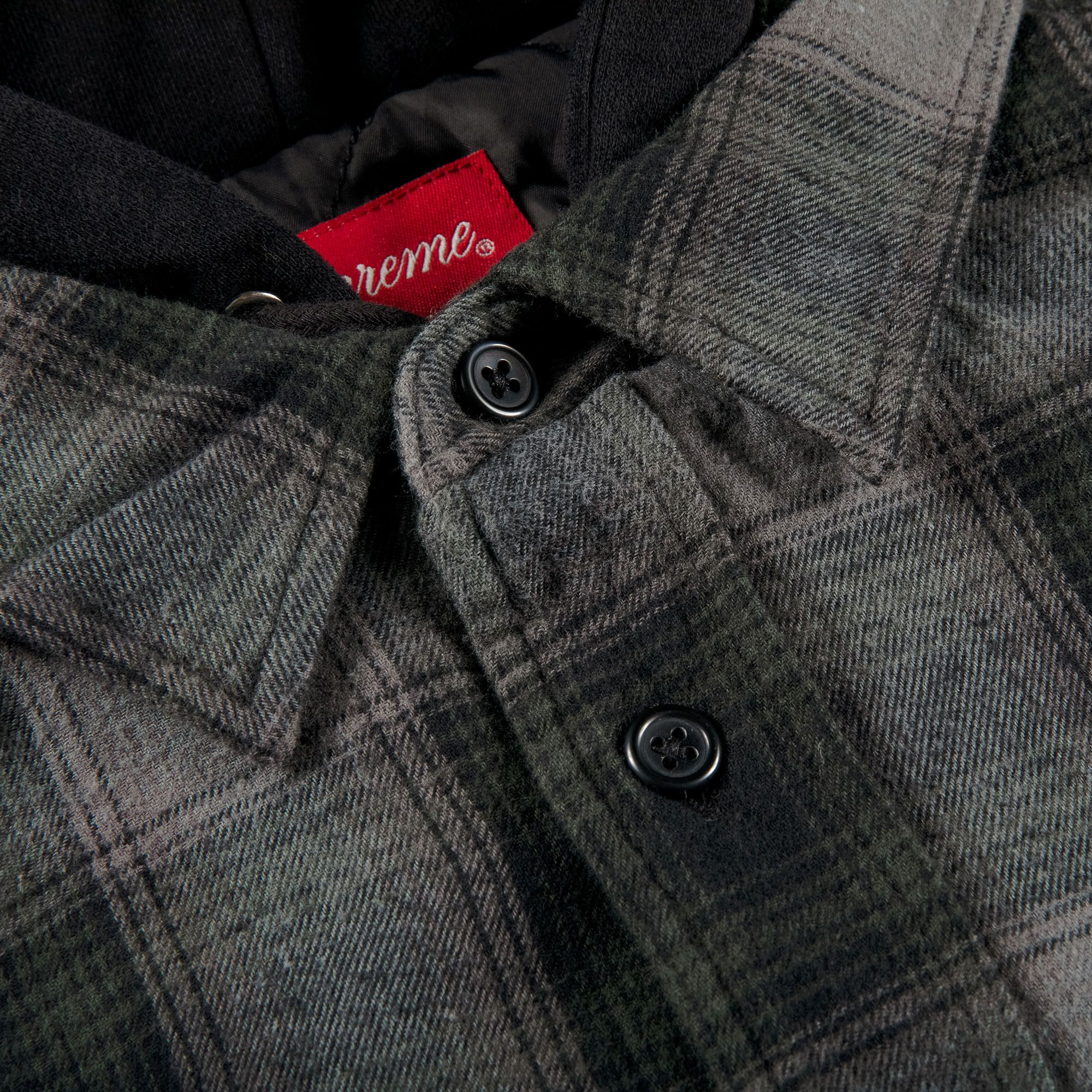 Buy Supreme Hooded Flannel Zip Up Shirt 'Black' - FW21S3