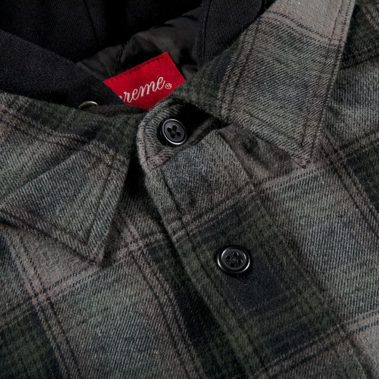 Supreme Hooded Flannel Zip Up Shirt Black