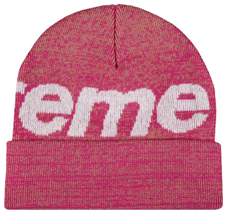 Supreme Big Logo Beanie Magenta Static