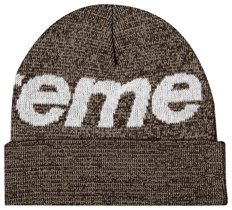 Supreme Big Logo Beanie Brown Static