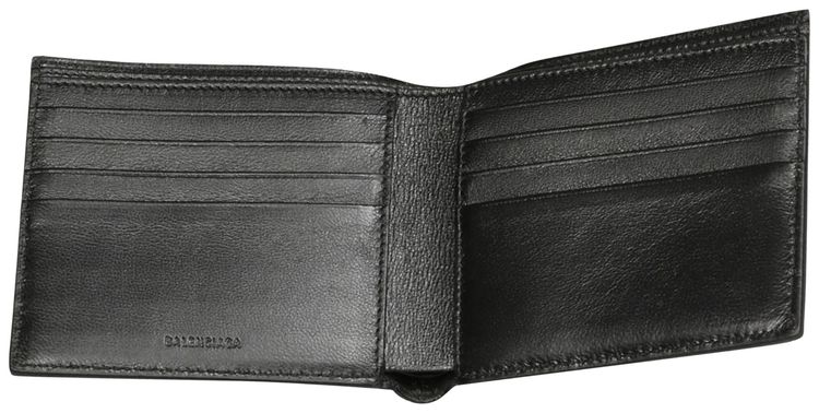 Balenciaga Logo Bifold Wallet BlackL White