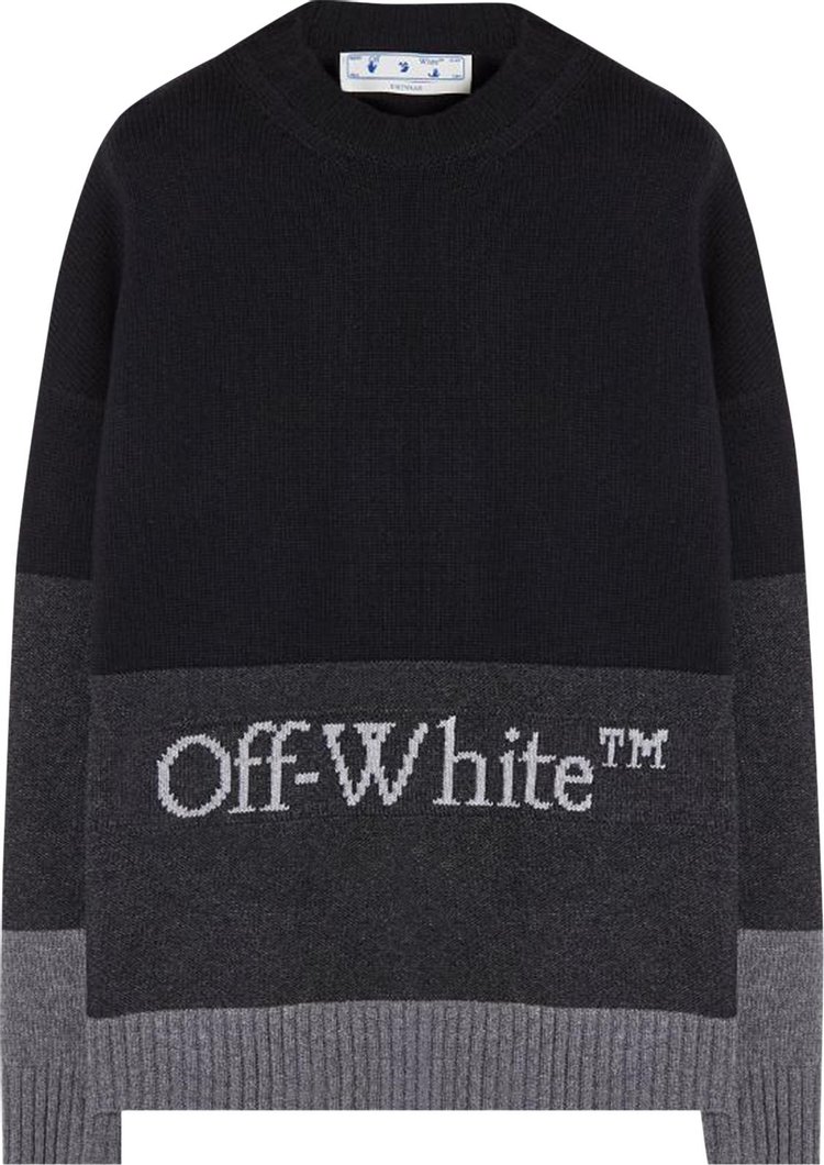 Buy Off-White Blocked Knit Crewneck Sweater 'Black/White ...
