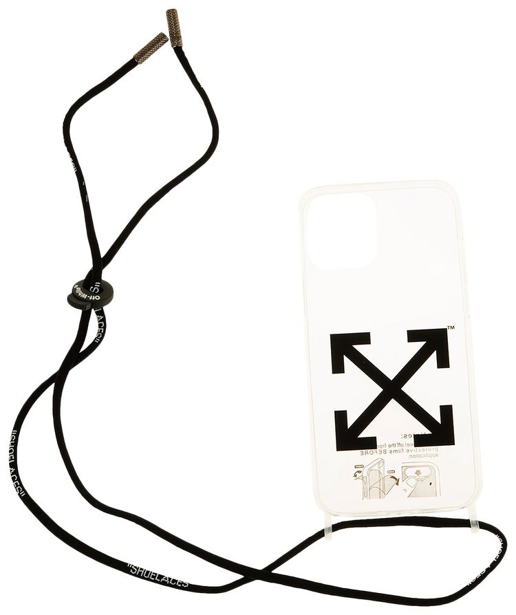 Off White Shoelace iPhone 12 Pro Cover BlackTransparent