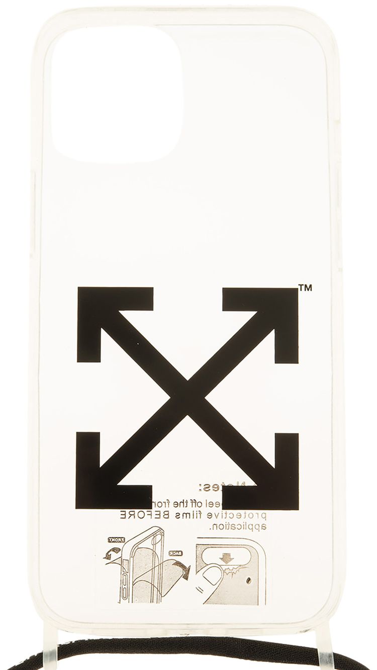 Off White Shoelace iPhone 12 Pro Cover BlackTransparent