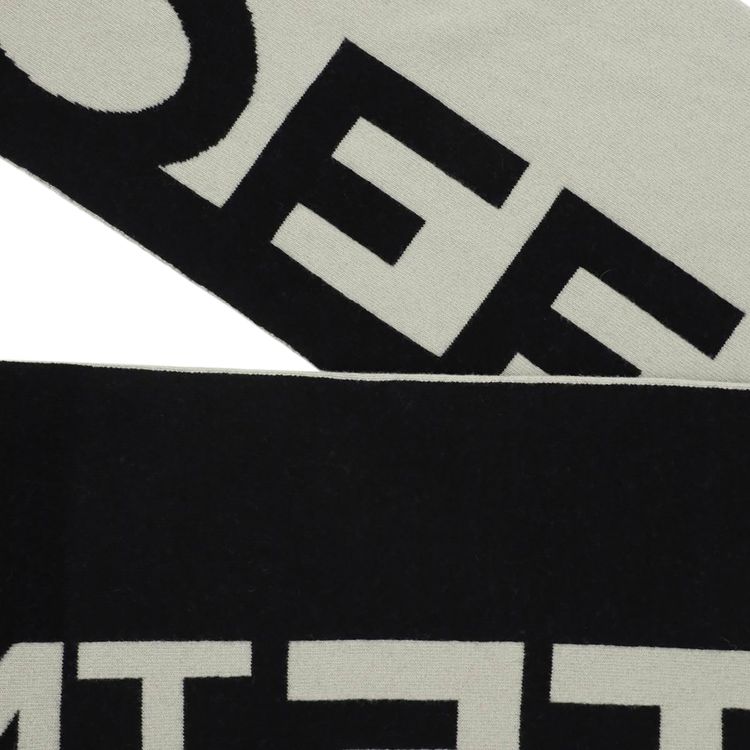 Off White Logo Felted Wool Scarf GreyBlack